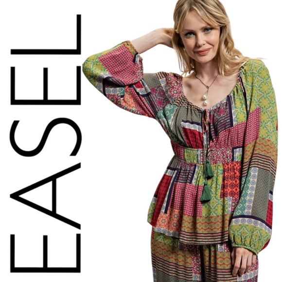 easel Tops - 050:  EASEL NWT TOP GREEN COMBO (GG4)